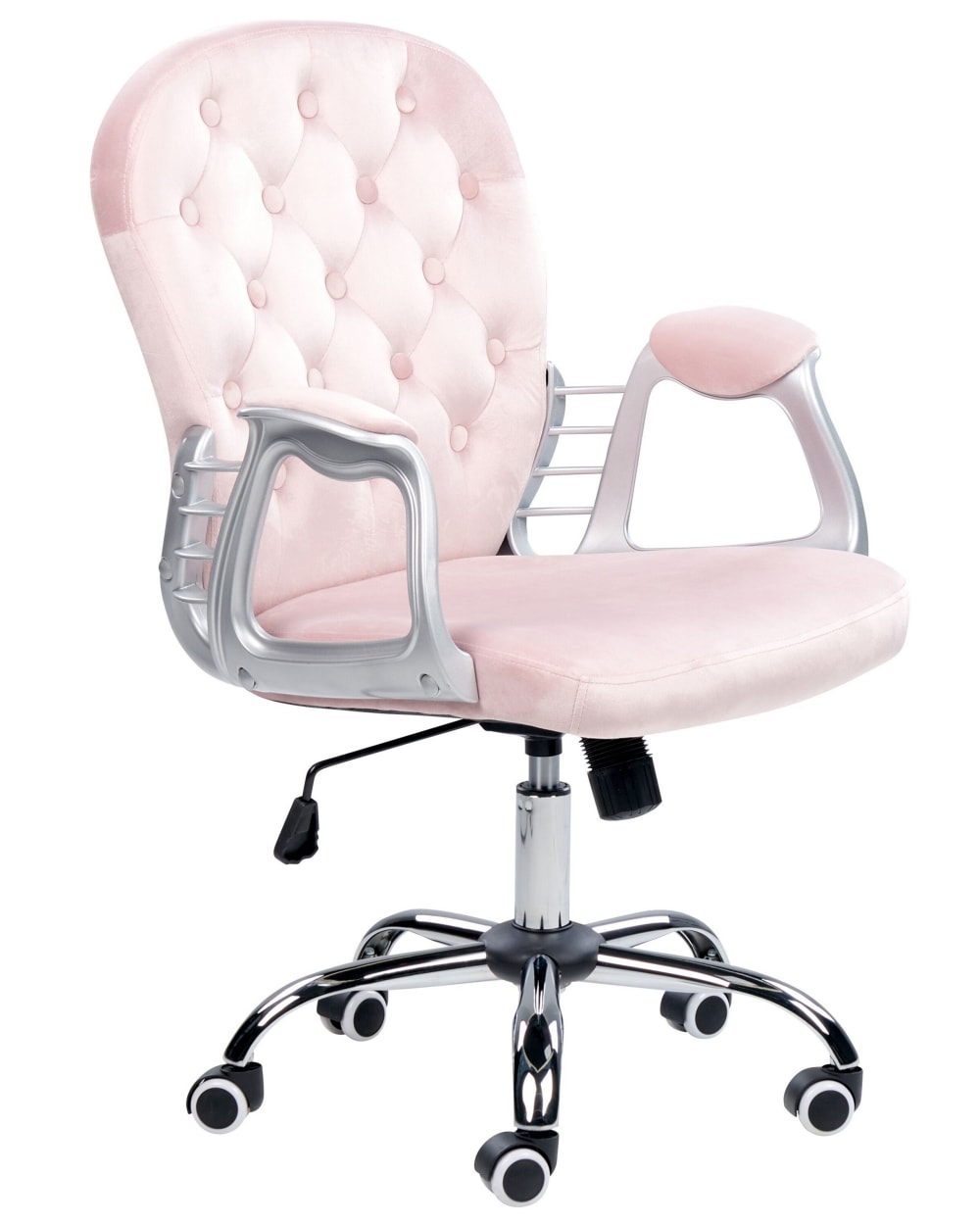Beliani Schreibtischstuhl aus Stoff 93-103 cm, rosa style classic chic - Samt