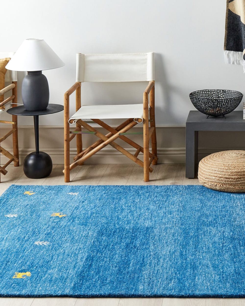 Kurzflor Teppich aus Stoff 230 x 160cm, blau - Maisons Du Monde