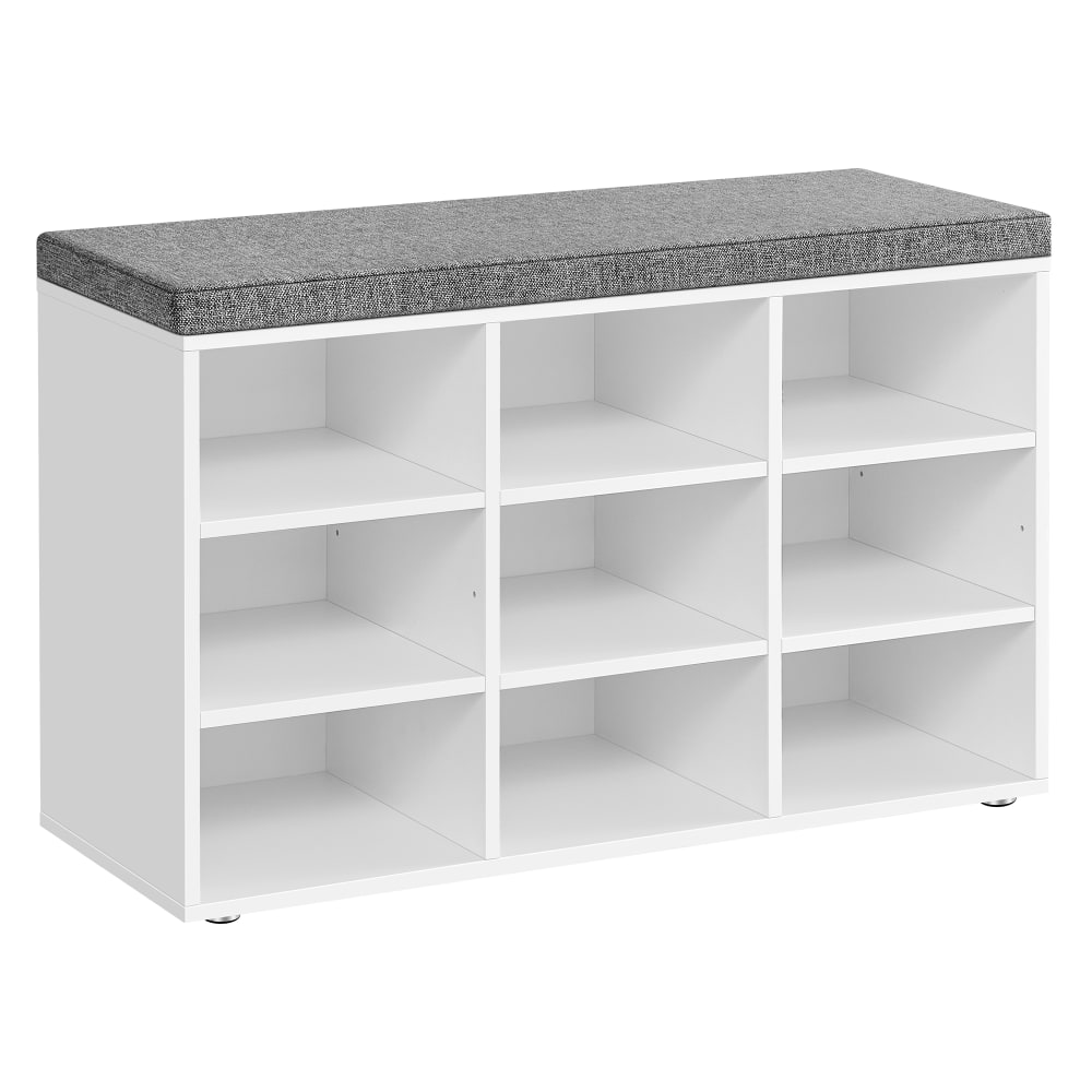 VASAGLE Banc à chaussures rangement avec siège rembourré blanc et gris style contemporain Blanc Panneau De Particules - 79x48x30cm