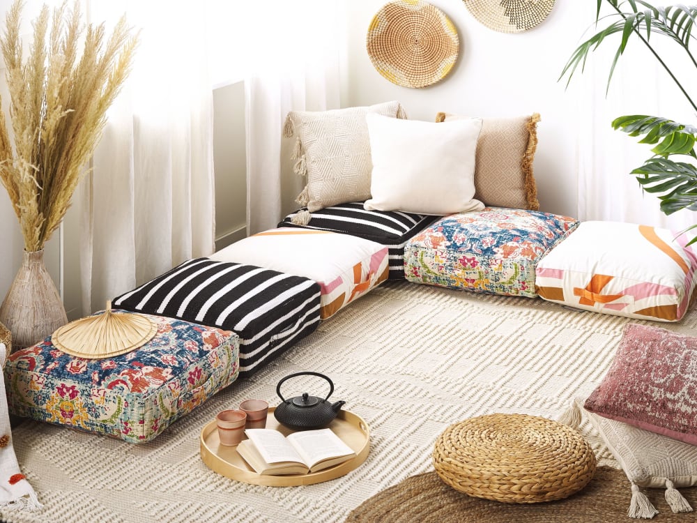 Pouf coton multicolore