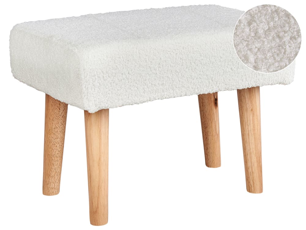 Repose-pied bouclé blanc