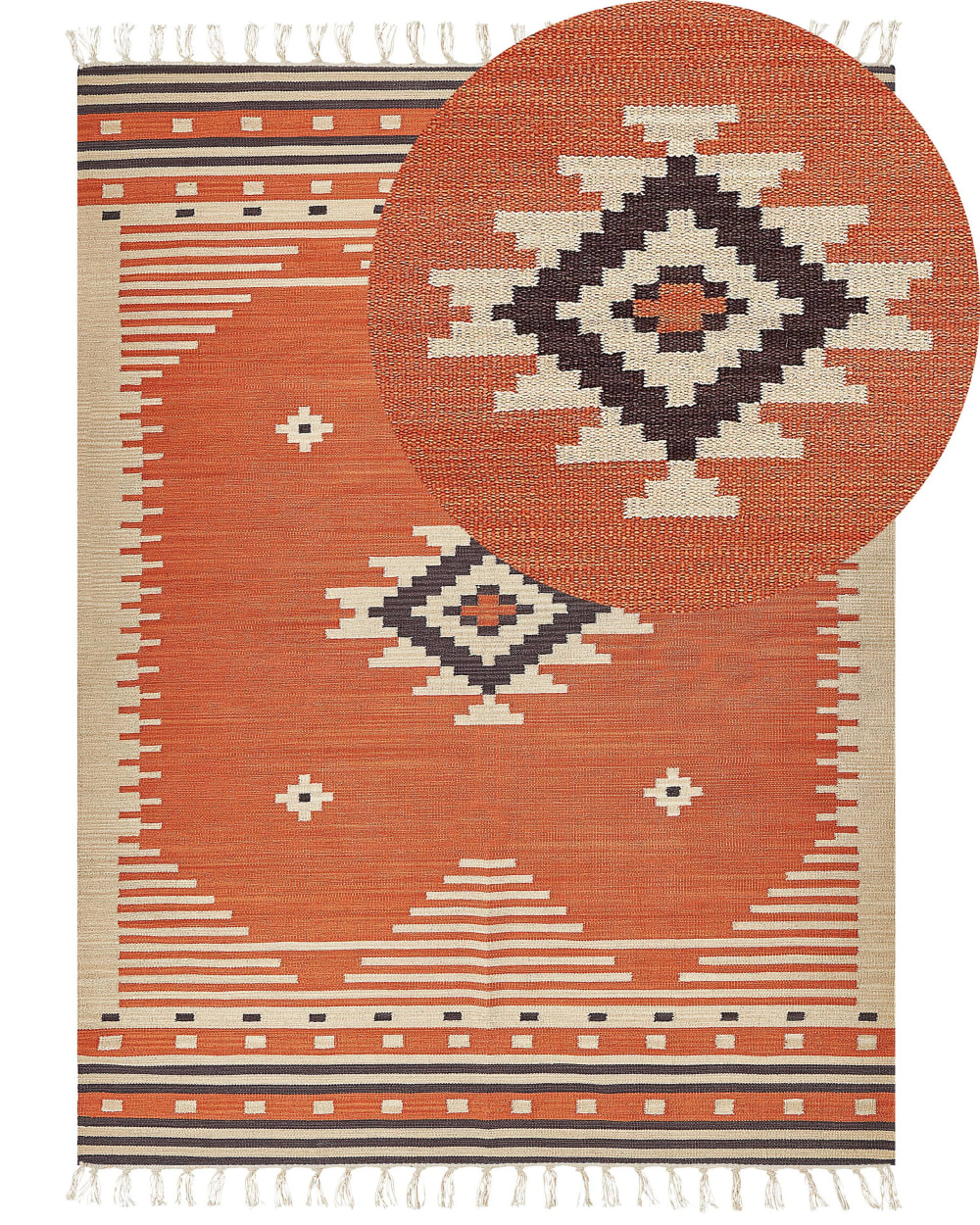 Beliani Kelim Teppich aus Stoff 230 x 160cm, orange style classic chic orange Baumwolle