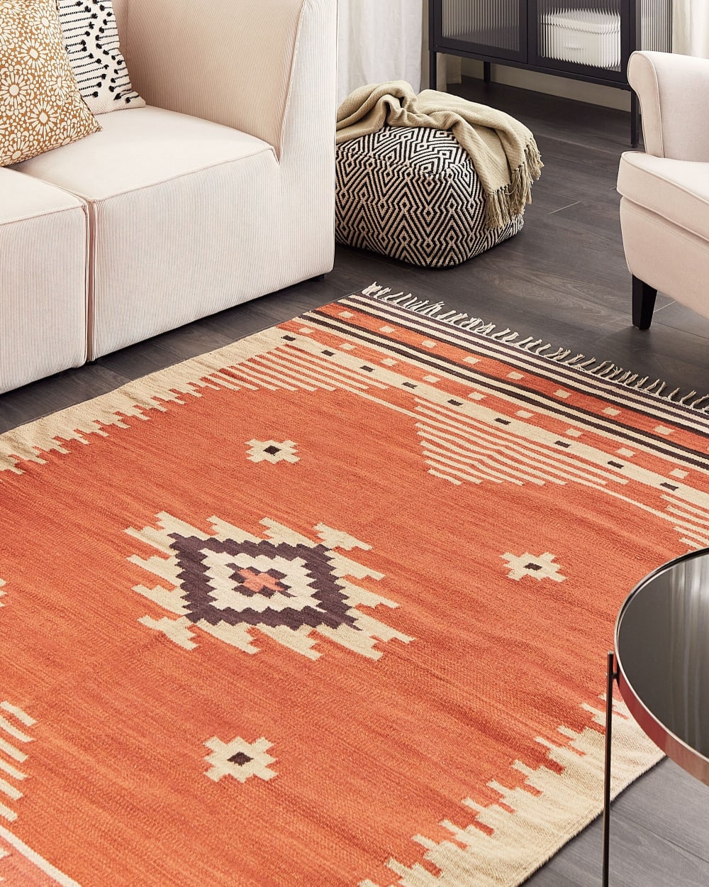 Kelim Teppich aus Stoff 230 x 160cm, orange - Maisons Du Monde
