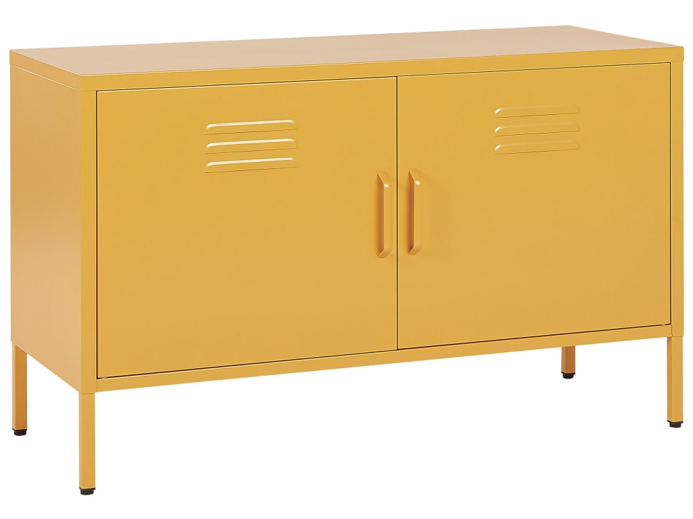 Meuble de rangement métal jaune