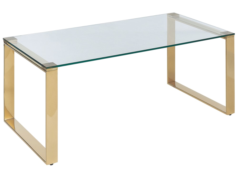 Beliani Couchtisch aus Sicherheitsglas, gold style modern - Stoff