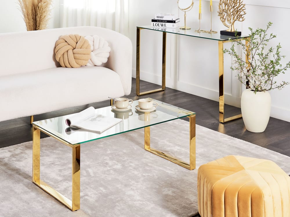 Couchtisch aus Sicherheitsglas, gold - Maisons Du Monde