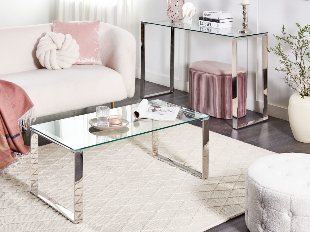 Couchtisch aus Sicherheitsglas, silber - Maisons Du Monde