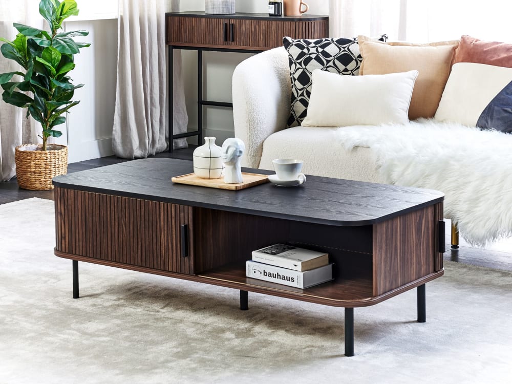 Table basse avec rangement marron foncé