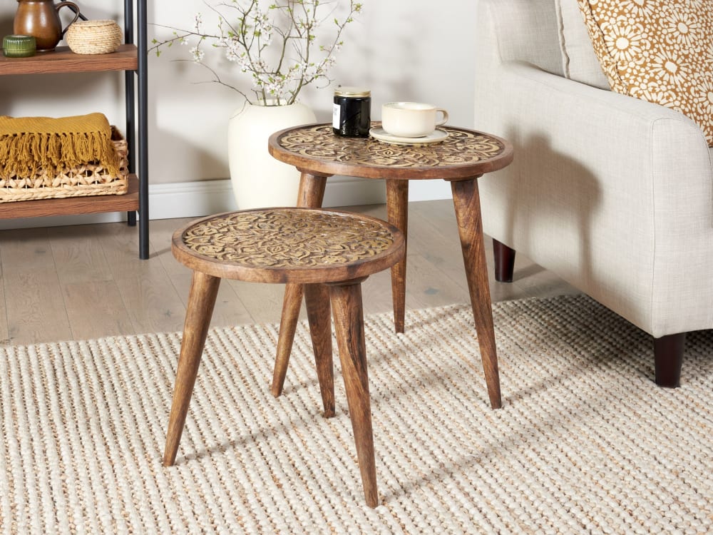 Beistelltisch 2er Set aus Mangoholz, braun - Maisons Du Monde