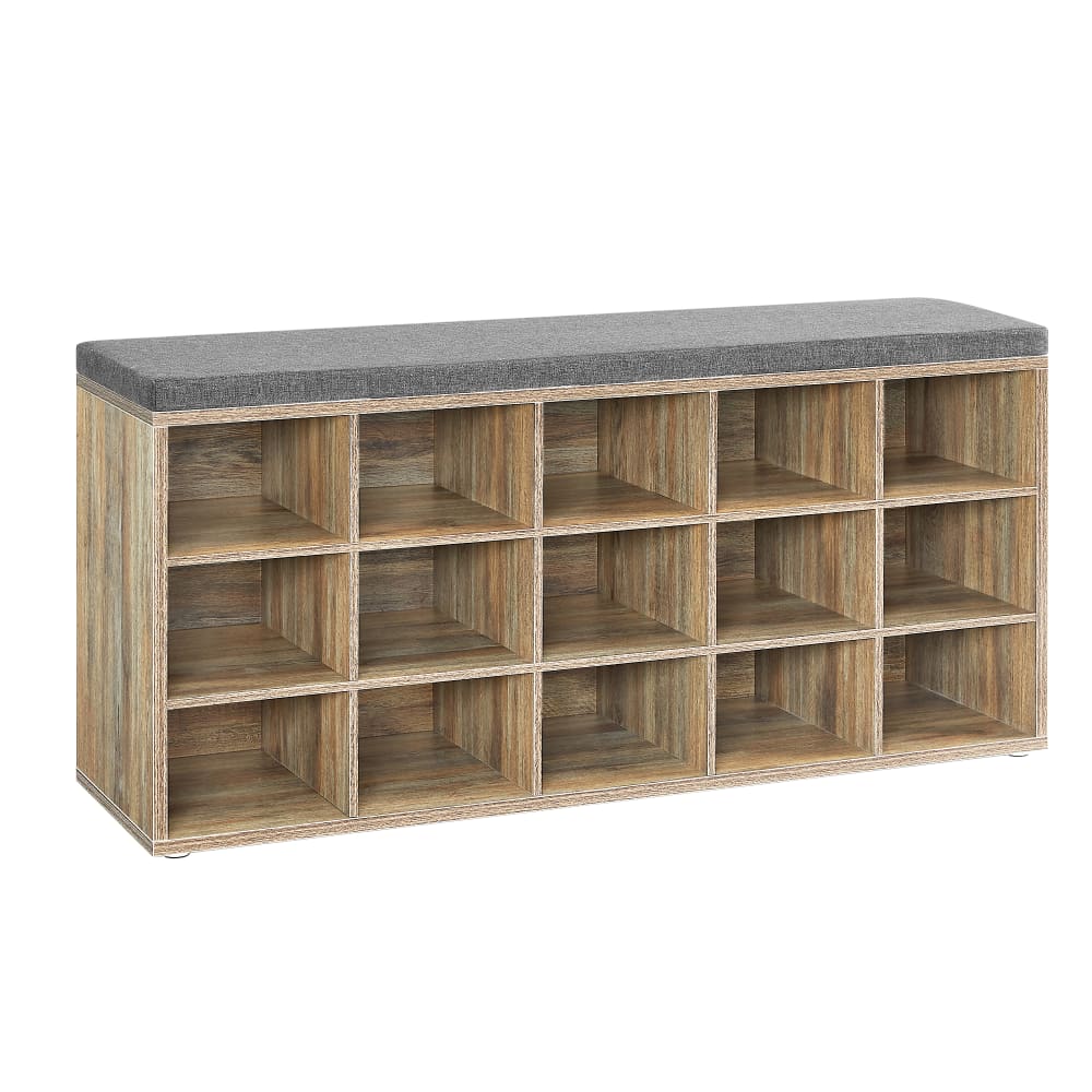 VASAGLE Banc à chaussures rangement avec siège rembourré marron et gris style contemporain Multicolore Panneau De Particules - 105x48x30cm