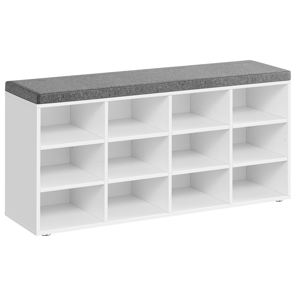 VASAGLE Banc à chaussures rangement avec siège rembourré blanc et gris style contemporain Blanc Panneau De Particules - 104x48x30cm
