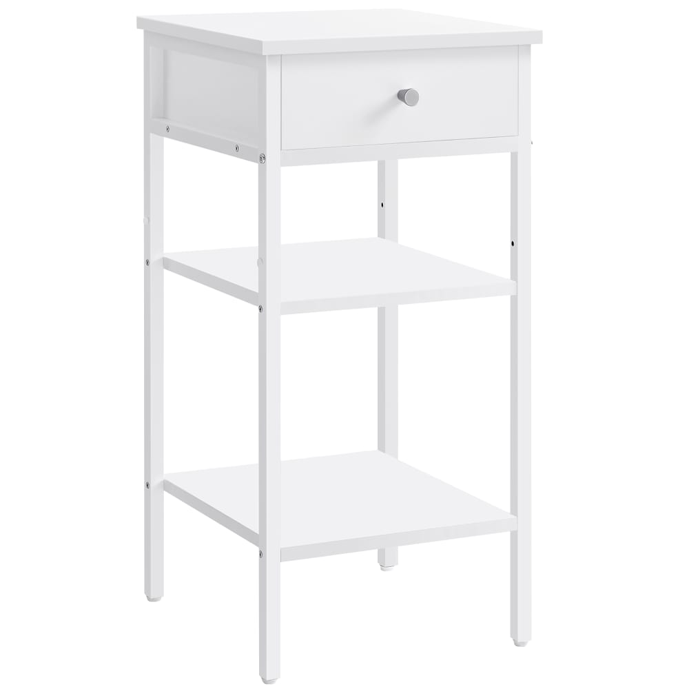 Table de chevet 1 tiroir 2 étagères effet bois blanc