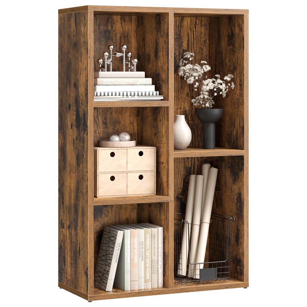 VASAGLE Étagère cubique avec 5 compartiments autoportante pour bureau marron Marron Bois - 50x80x24cm