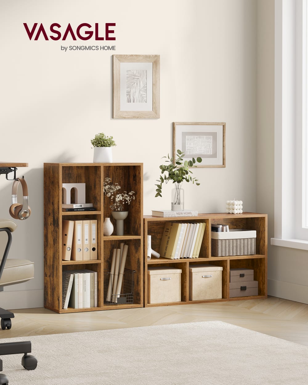 Étagère cubique avec 5 compartiments autoportante pour bureau marron - Maisons du Monde