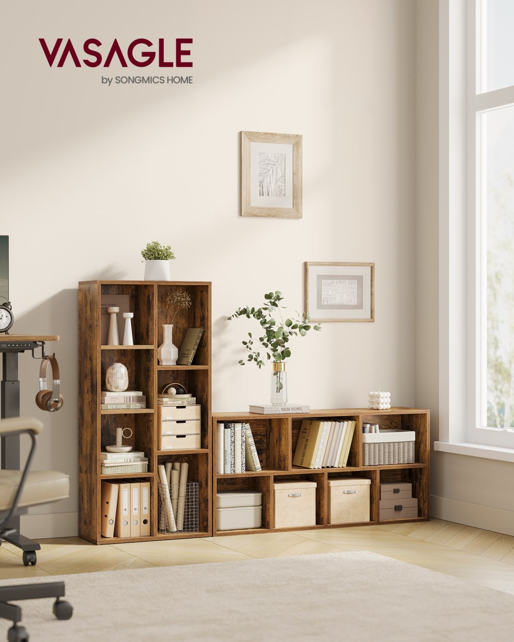 Étagère cubique avec 7 compartiments autoportante pour bureau marron - Maisons du Monde