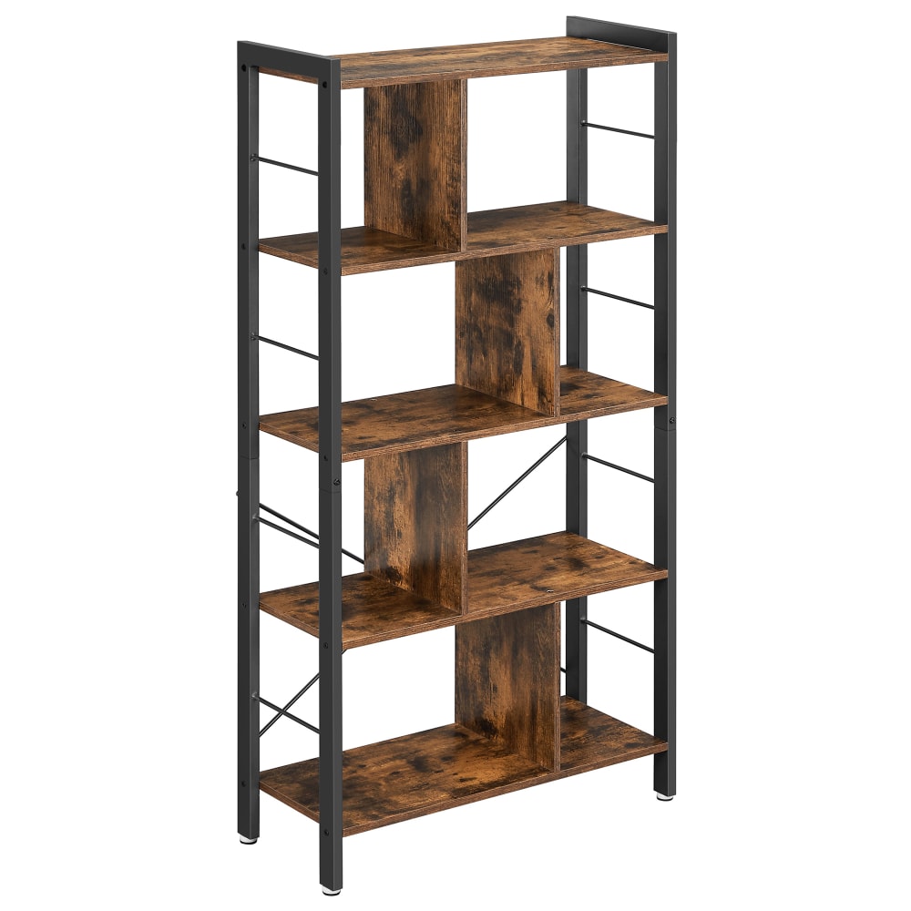 VASAGLE Bibliothèque industrielle 5 niveaux 74 x 30 x 154.5 cm marron et noir Marron Bois - 74x154x30cm