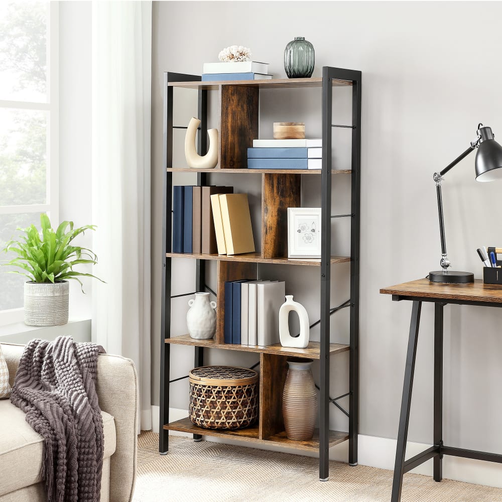 Bibliothèque industrielle 5 niveaux 74 x 30 x 154.5 cm marron et noir - Maisons du Monde