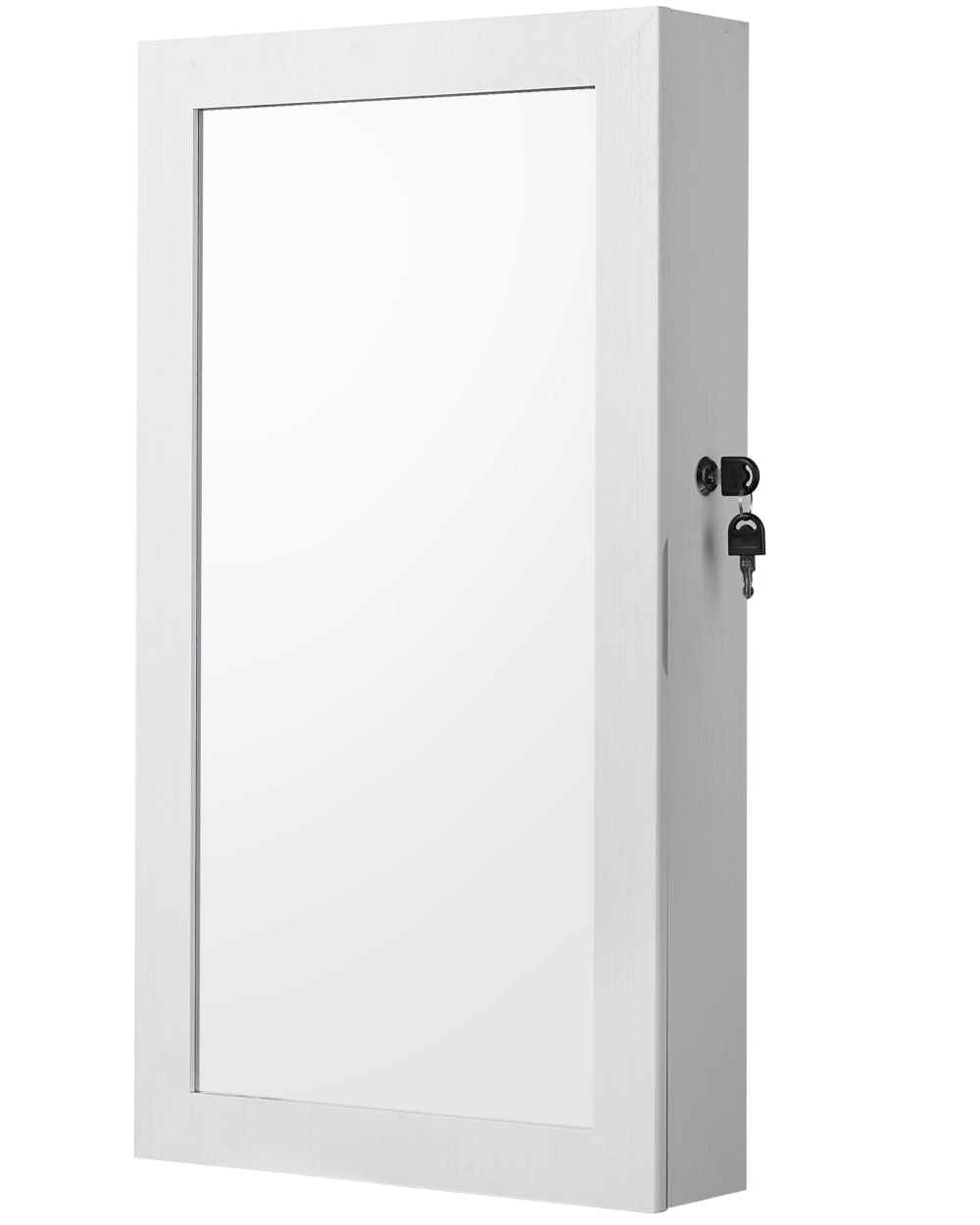 Armoire à bijoux murale verrouillable avec miroir blanc