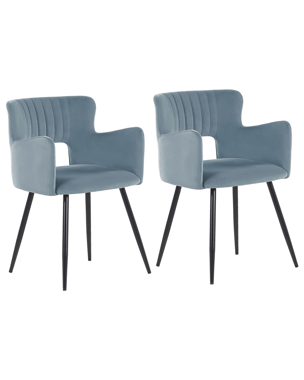 Beliani Esszimmerstuhl 2er Set aus Stoff, blau style modern - Samt