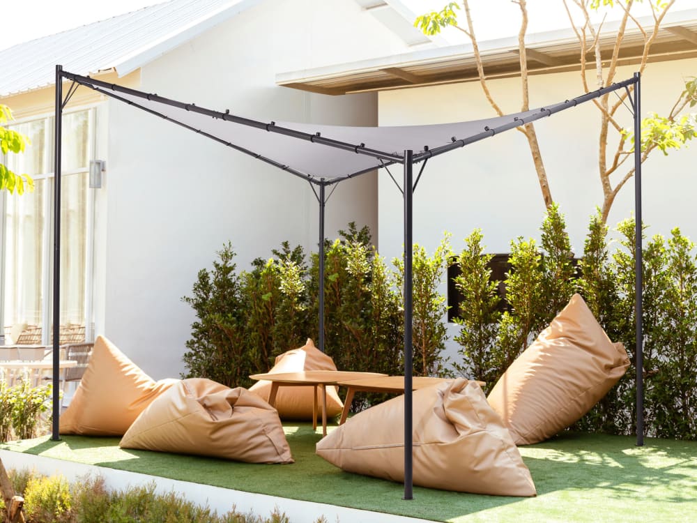 Tonnelle d'extérieur métal 300 cm 300 cm gris