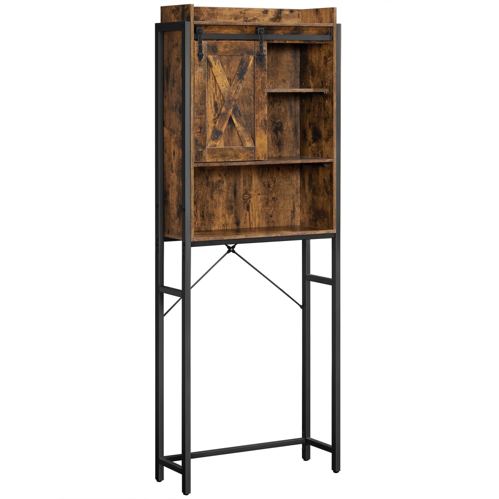Étagère WC style industriel effet bois marron rustique