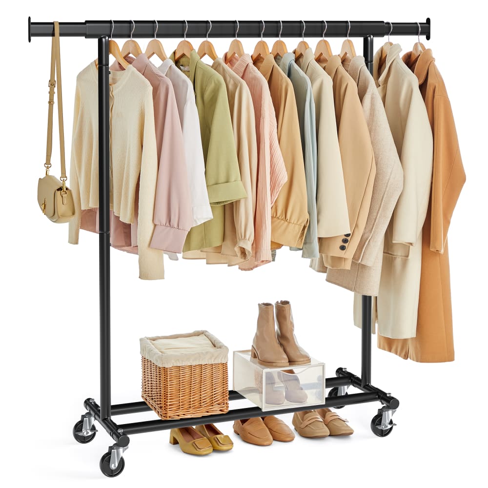 Portant à vêtements avec roulettes 100 kg 45 x 92-132 x 161.5 cm noir - Maisons du Monde