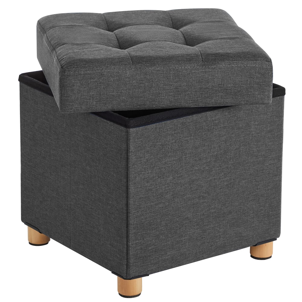 Tabouret de rangement pliable 40 x 38 x 38 cm tissu gris foncé — Beyit