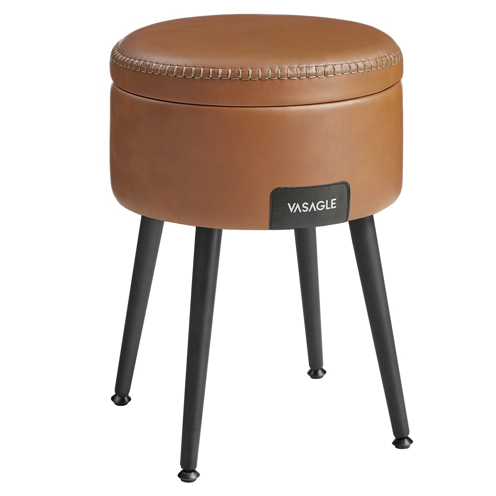 Pouf de rangement rond pour coiffeuse 38.2 x 38.2 x 44.4 cm marron
