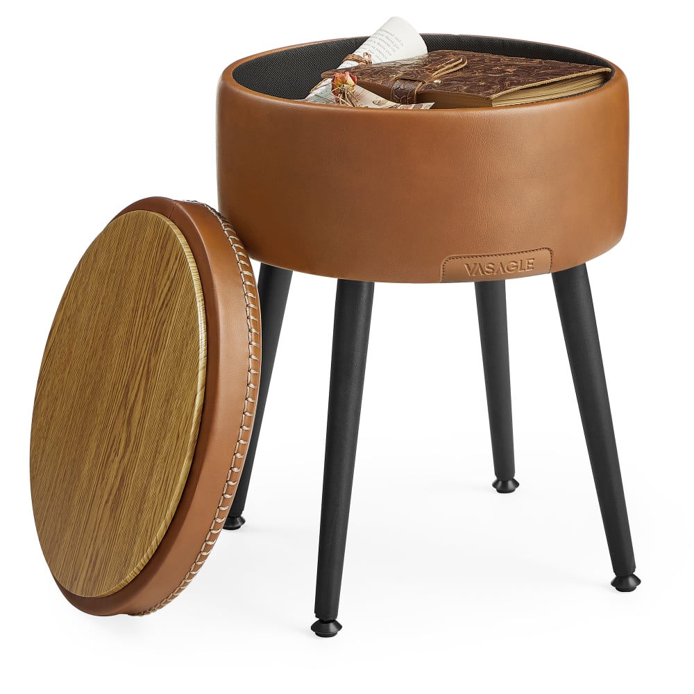 Pouf de rangement rond pour coiffeuse 38.2 x 38.2 x 44.4 cm marron - Maisons du Monde