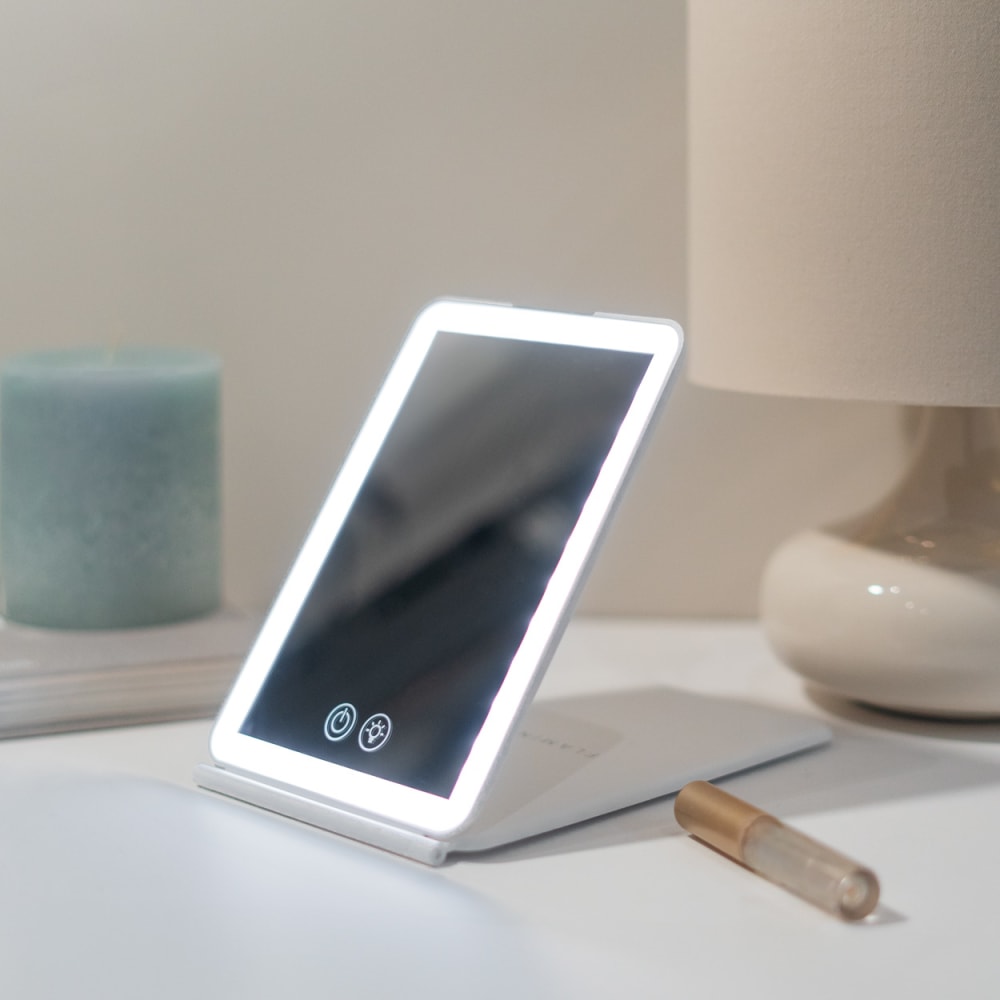 Miroir maquillage led rechargeable abs 19,7x13,5 cm blanc - Maisons du Monde