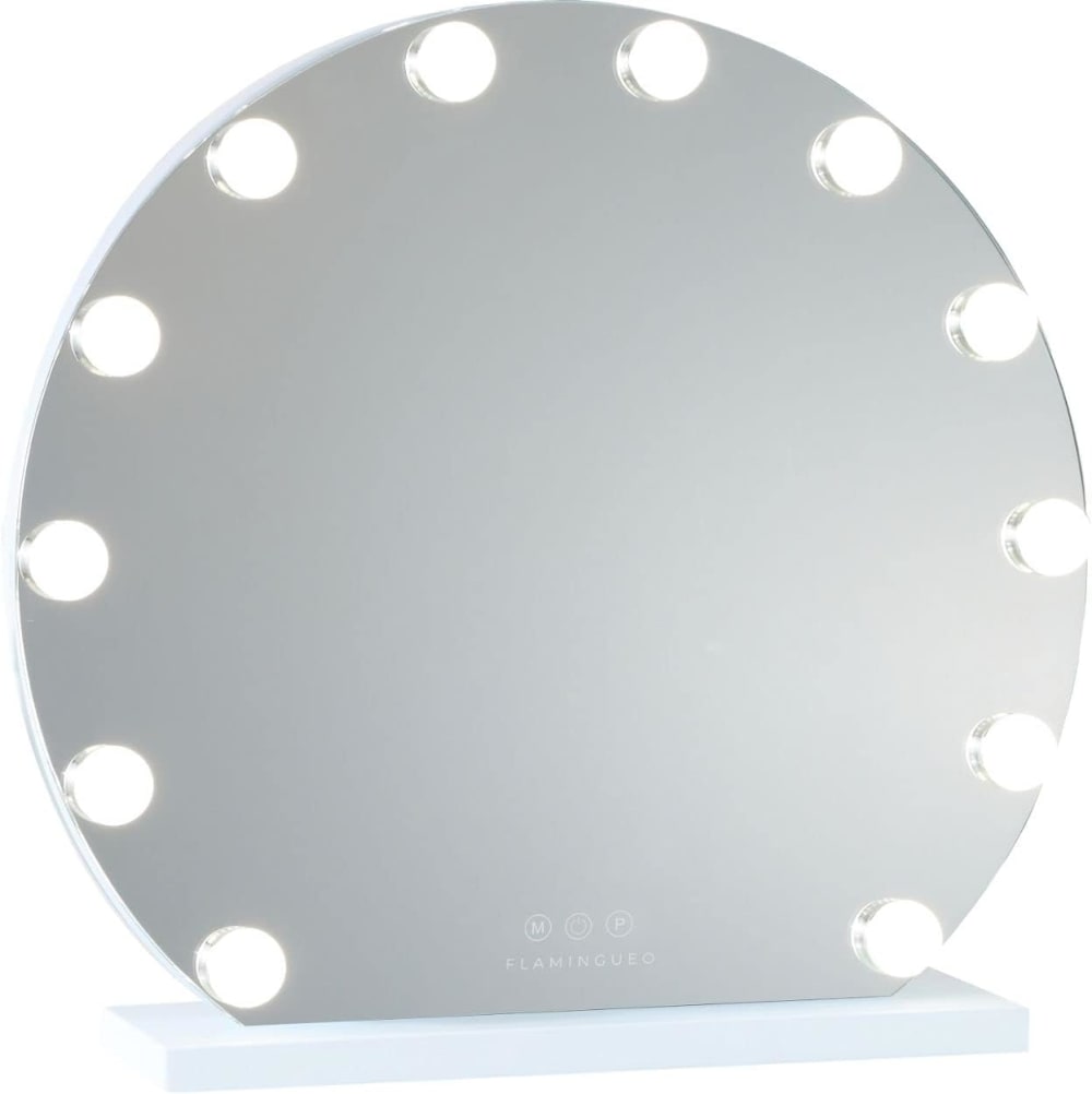 Miroir Maquillage Lumineux 12 LED 3 Modes 50x48x12cm Blanc