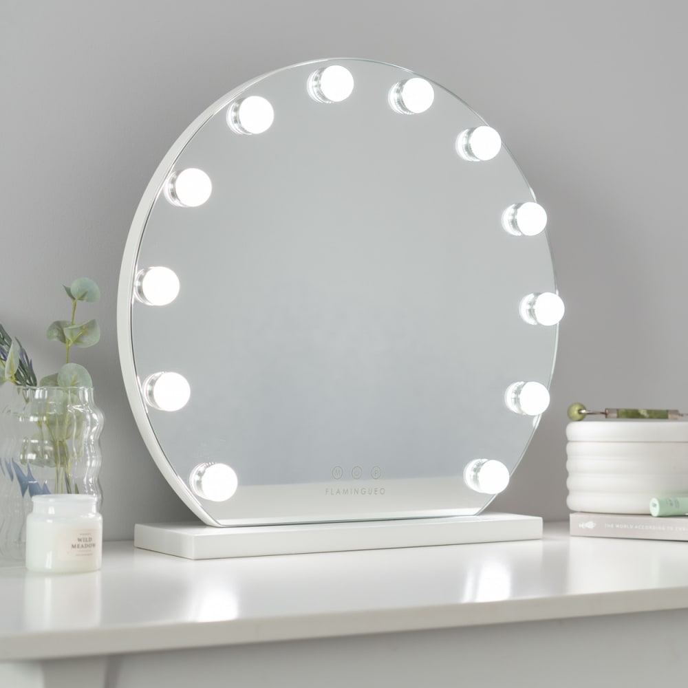 Miroir maquillage lumineux 12 led 3 modes 50x48x12cm blanc - Maisons du Monde