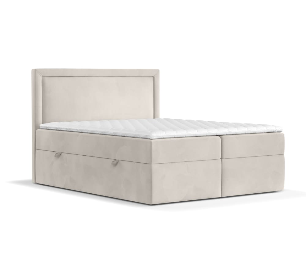 Maison de Reve Boxspringbett mit Kopfteil aus Samtstoff, 180x200 cm Beige Öko-Tex Zertifikat