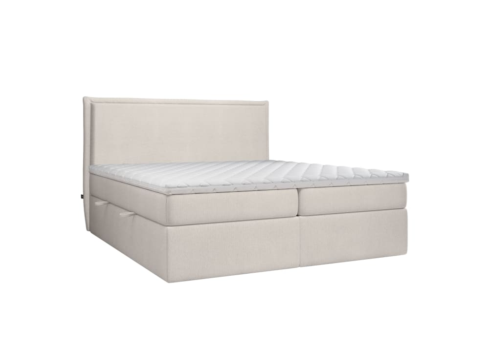 Maison de Reve Boxspringbett mit Kopfteil aus Webstoff, 160x200 cm Beige Öko-Tex Zertifikat
