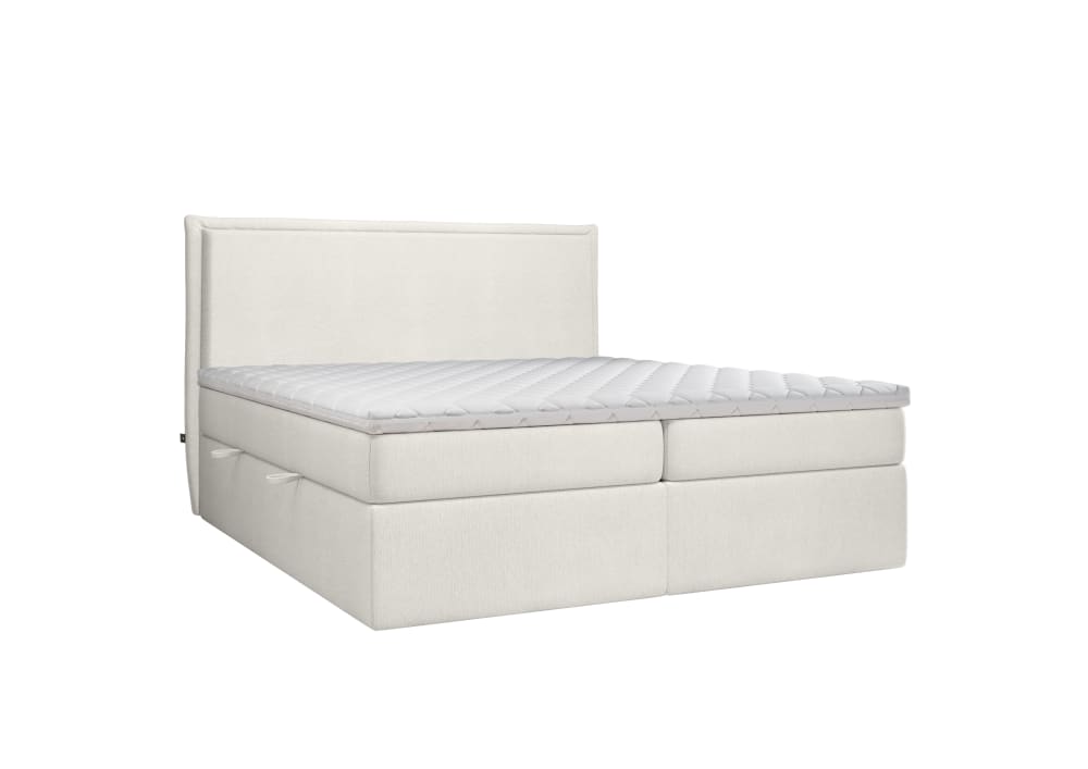 Maison de Reve Boxspringbett mit Kopfteil aus Webstoff, 140x200 cm Beige Öko-Tex Zertifikat