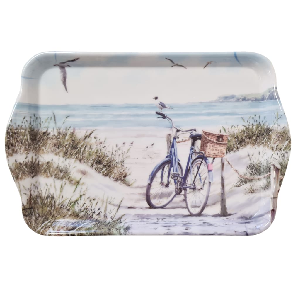 Mini plateau rectangulaire en mélamine vélo à la plage Mini plateau rectangulaire en mélamine vélo à la plage