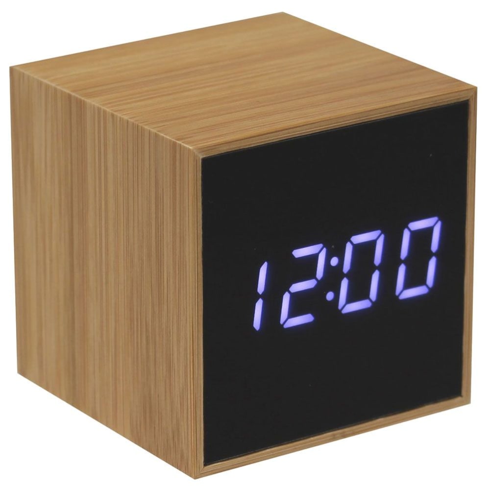 Petit réveil led bambou