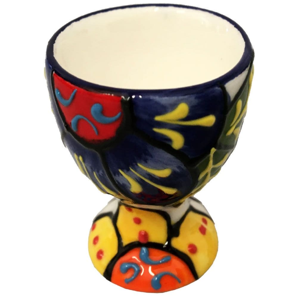 Petit coquetier multicolore en céramique