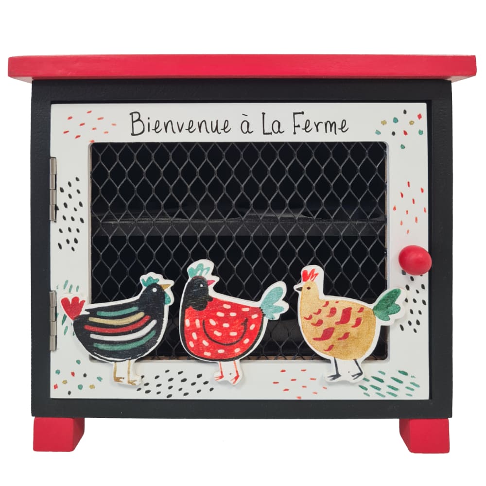 Faye Armoire à oeufs en bois rouge et noir 18 cm style campagne