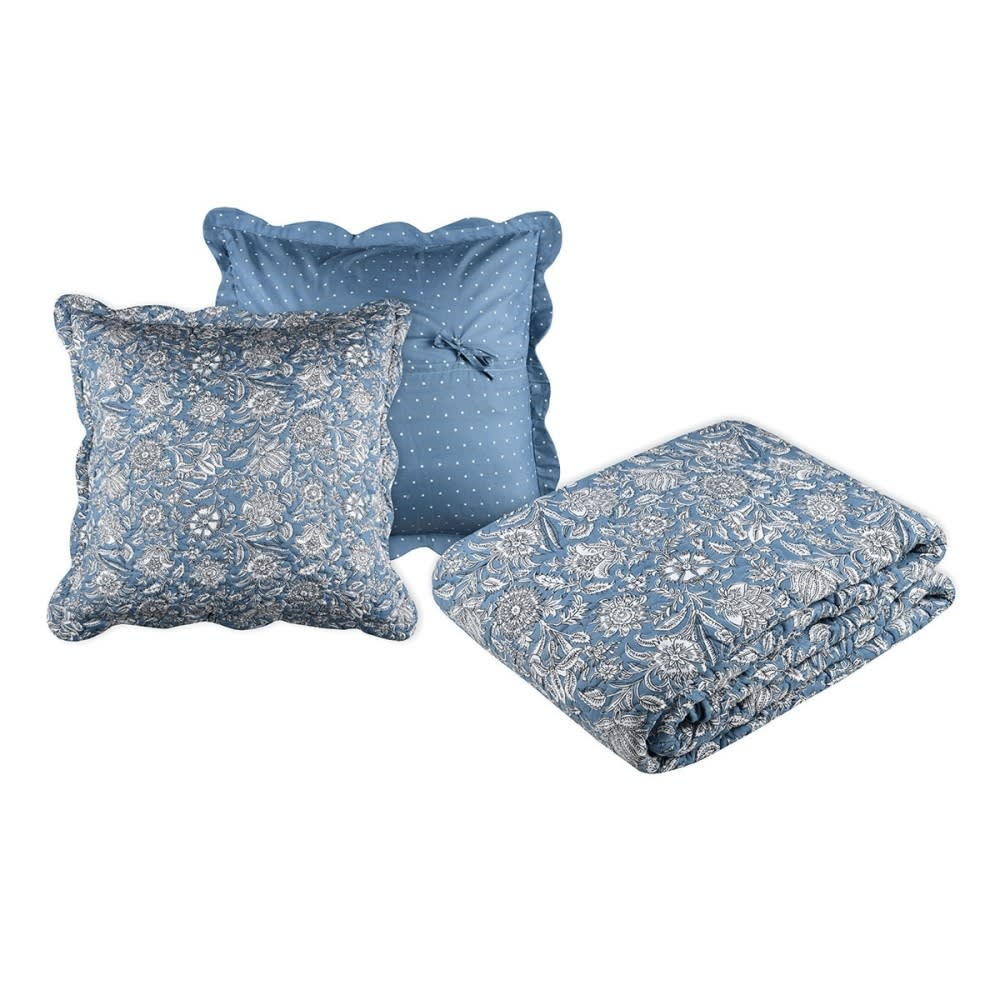 Couvre lit [ ]polyester[ ]bleu[ ]220x240