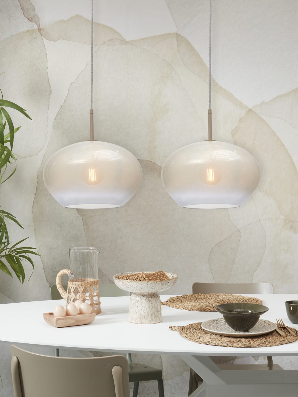 Suspension verre blanc 35x35x23cm — vue 4