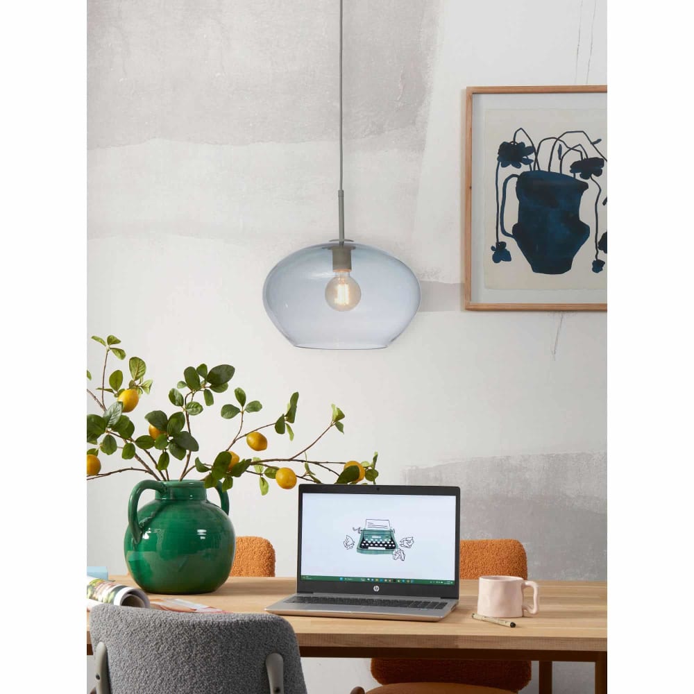 Suspension verre gris 35x35x23cm — vue 3