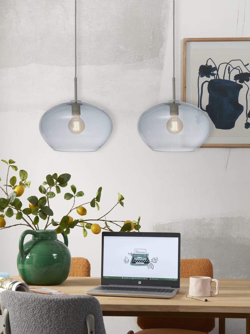 Suspension verre gris 35x35x23cm — vue 4