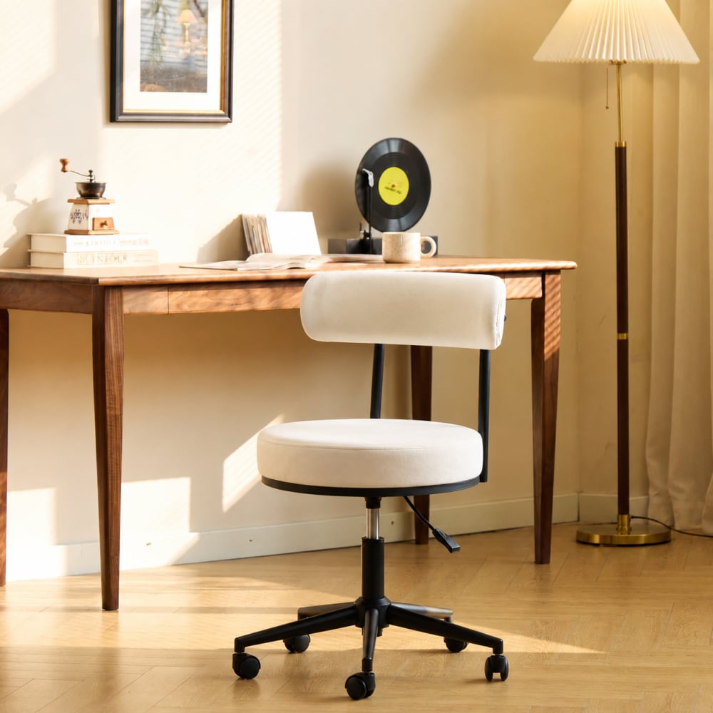 Nordlys Bürostuhl aus Metall und Stoff Beige style modern Beige Öko-Tex Zertifikat Stoff