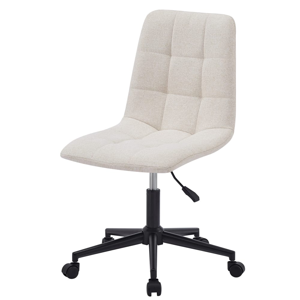 Chaise de bureau en tissu beige avec base en metal