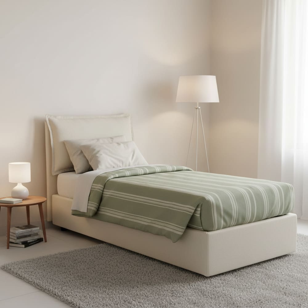 Lit simple en tissu beige 90x190 cm - Maisons du Monde