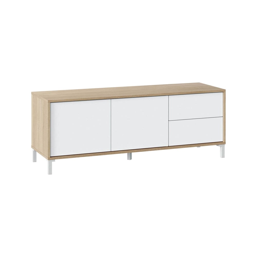 Meuble TV effet bois beige, blanc 147x41 cm