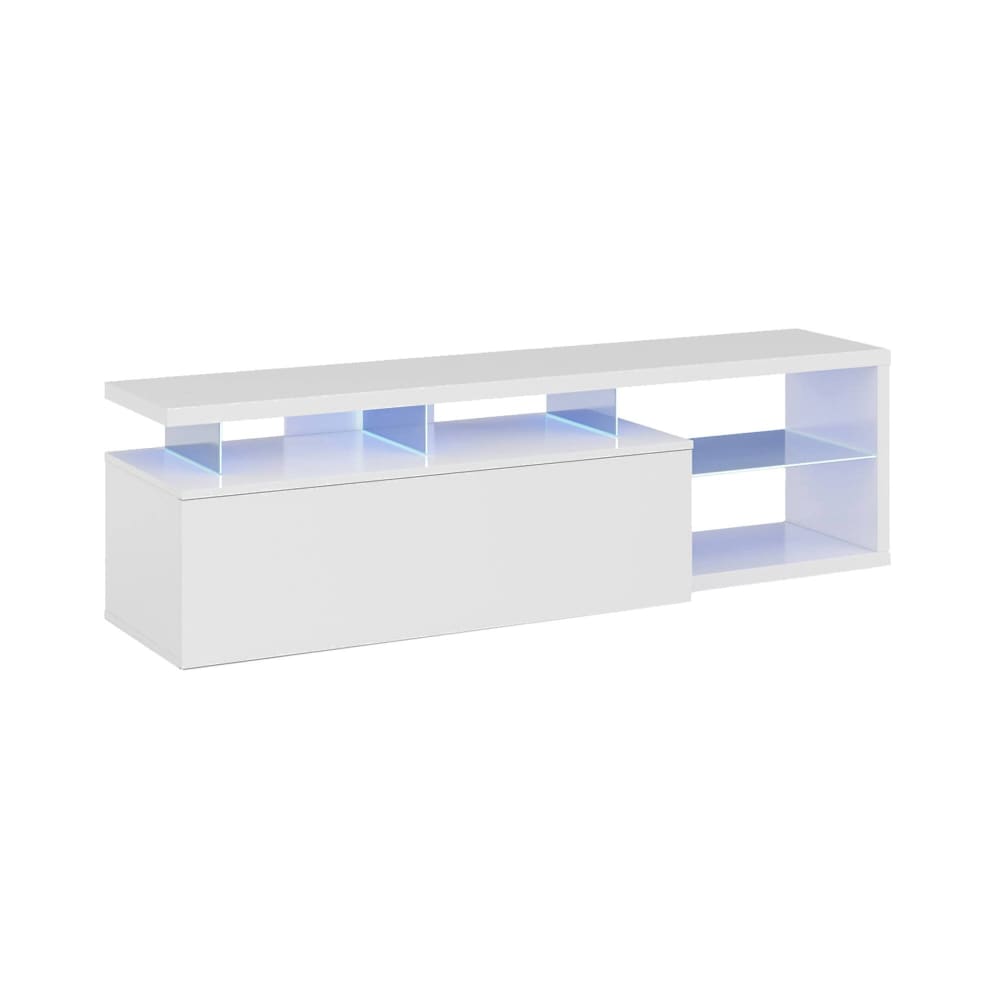 Meuble TV effet bois blanc brillant 150x41 cm
