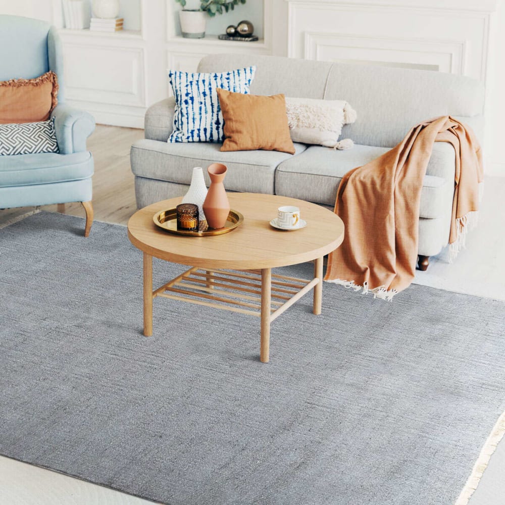 Tapis jute et coton avec franges gris clair 120x170 — vue 3