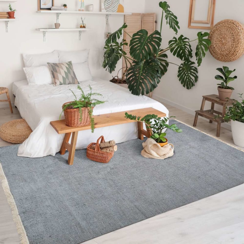 Tapis jute et coton avec franges gris clair 120x170 — vue 4